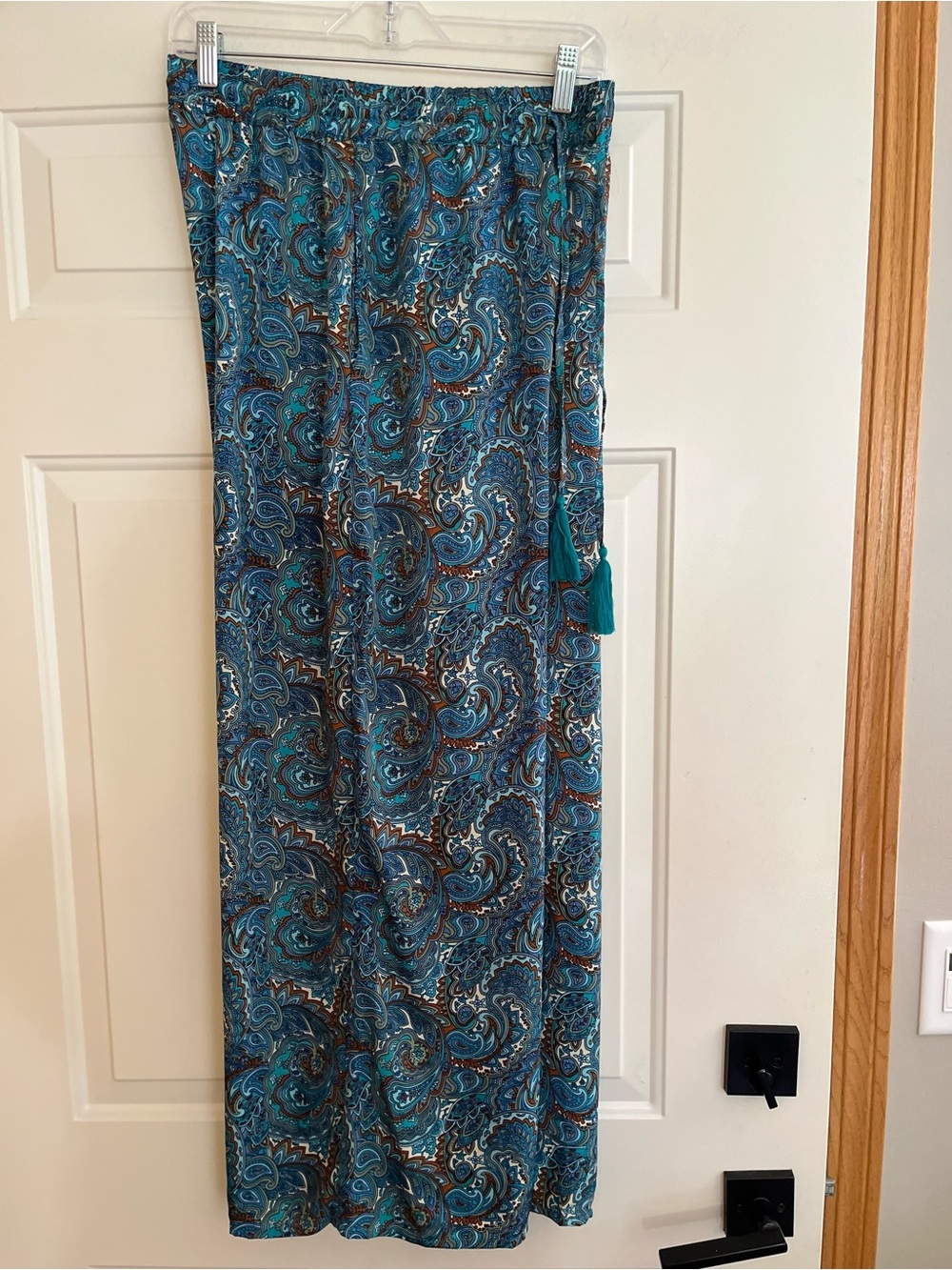 Philosophy Republic teal paisley wide leg pull on palazzo lounge pant.Size small - Picture 5 of 16